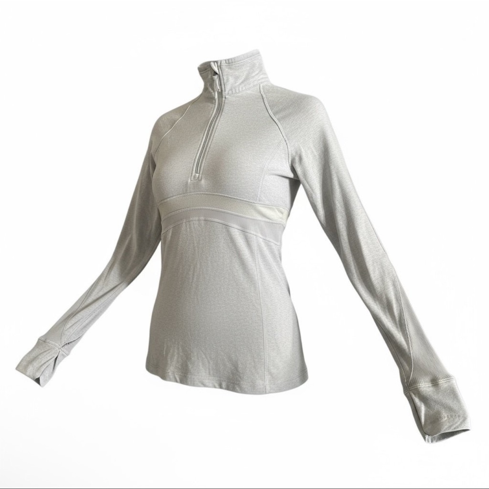 Lululemon Think Fast Pullover Cold Hands Warm Heart Gray Sz 6 Half Zip Cuffins - Picture 12 of 12